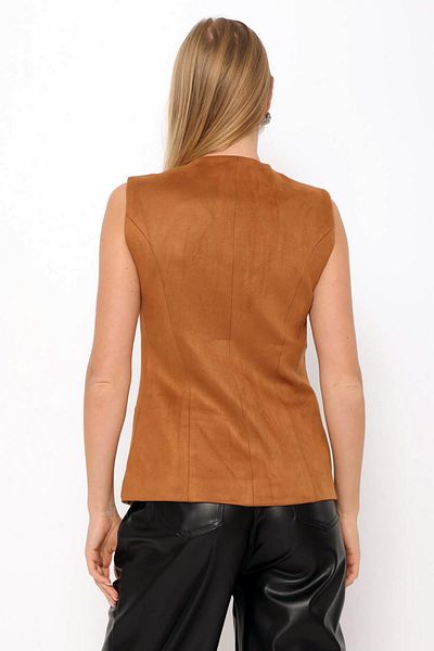 Coral Nubuck Vest - Pocket Detailed Biscuit