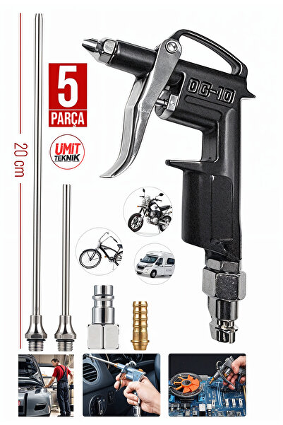 PROXTECH Profesyonel Paslanmaz 5 Parça Uzun Kompresör Hava Üfleme Tabancası P...