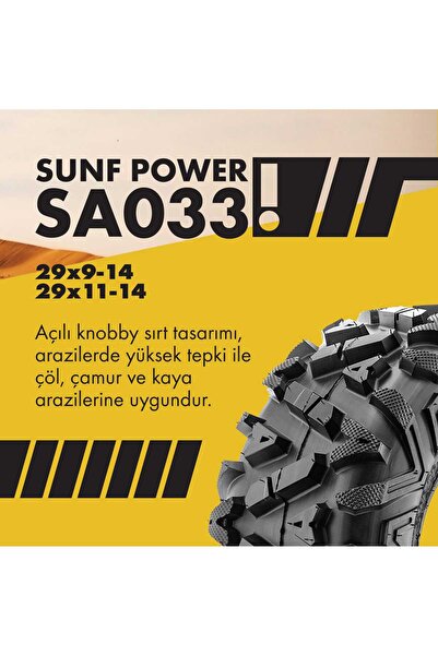 Sunf Set 29x9-14 Ve 29x11-14 A033 Power Atv-utv Lastik Takımı Ön-arka