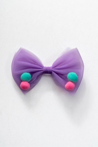Magu Tulle Pompom Bow Hair Clip Girl