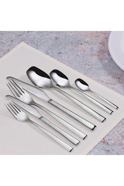 Serenk New York Stahlgabel-Löffel-Messer-Set, 42-teilig, Premium-18/10-Edelstahlmaterial