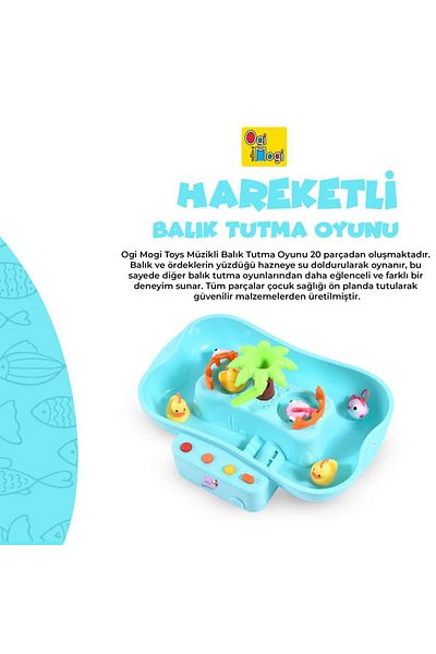 Ogi Mogi Toys Rybářská hra s cirkulující vodou, baterií a hudbou