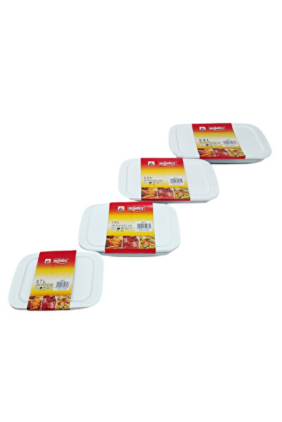 mijotex مجموعة من 4 صواني فرن زجاجية مستطيلة مع غطاء العلامة التجارية 2.9 لتر...