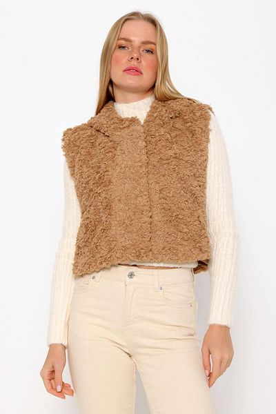 Coral Antique Vision Hooded Plush Vest