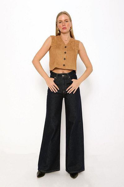 Coral Nubuck Short Vest - Biscuit Design