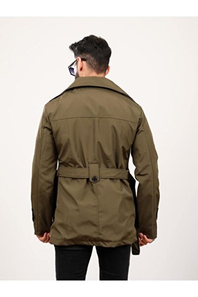 BYBEYEMS GİYİM Erkek Haki Regular Fit Ceket Yaka Trençkot Mont