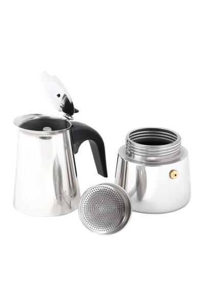 Any Morning Çelik Moka Pot 300 ml (6 Shot) 18/10 Paslanmaz Çelik Espresso Demleme Potu