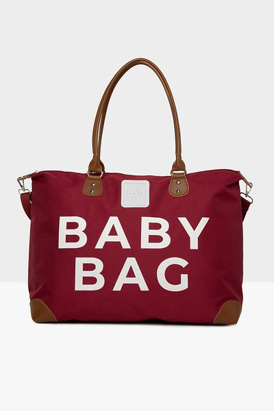 Bagmori Claret Red Baby Bag Printed Garnished Mother Baby Bag m 000008582