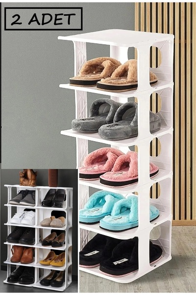 Bayev 2 Adet Lüks Ayakkabılık Düzenleyici Organizer 5 Katlı Çok Katmanlı Farklı Kombin Seçenekli