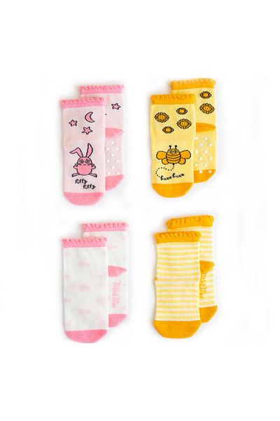 Milk & Moo Milk&moo Bebek Çorabı 4'lü Set Arı Vız Vız Ile Çançin 0-12