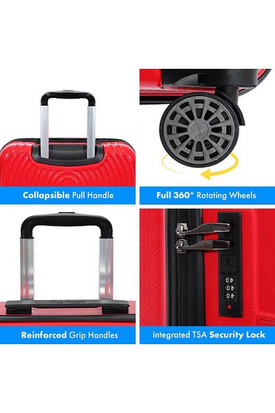 Biggdesign Sada kufrů Cats Red 3dílná, Abs Trunk, 360 °   Kolo, kombinovaný zámek