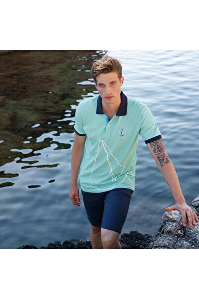 ANEMOSS Вітрильна м'ятна чоловіча футболка з коміром поло