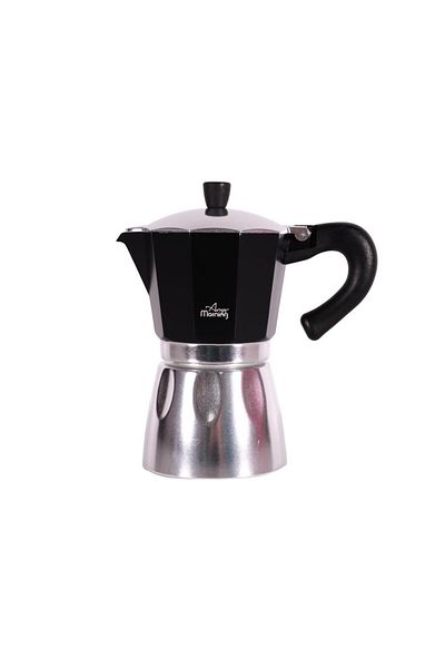 Any Morning Hes-6 schwarze Aluminium-Espresso-Kaffeemaschine – 240 ml Moka-Topf