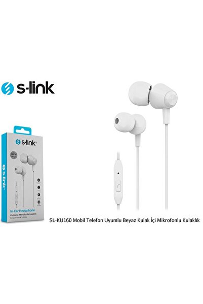S-LINK Sl-ku160 Mobil Telefon Uyumlu Beyaz Kulak Içi Mikrofonlu Kulaklık