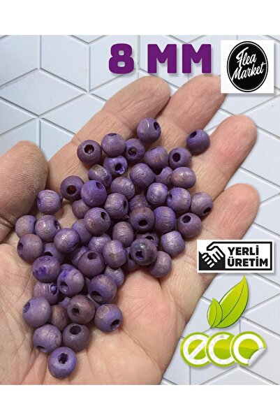 Flea Market Ekonomični paket 1 kilogram drvenih perli 8mm - MAT LJUBIČASTA - ...