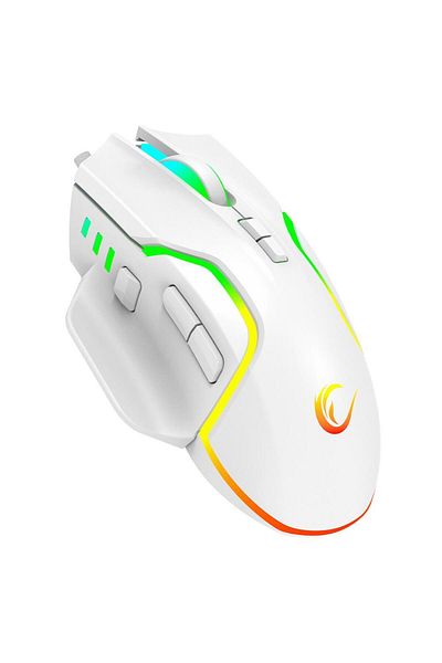 Rampage Mouse pentru jocuri Miracle M2 USB alb cu 8 taste RGB 7200 dpi