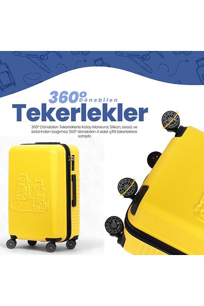Biggdesign Cats Yellow 3dílná sada kufrů, Abs Trunk, 360 °   Kolo, kombinovaný zámek