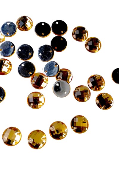 Armada 100 قطعة من الأحجار الكريمة المزخرفة بفتحة مزدوجة باللون الذهبي (1 سم)