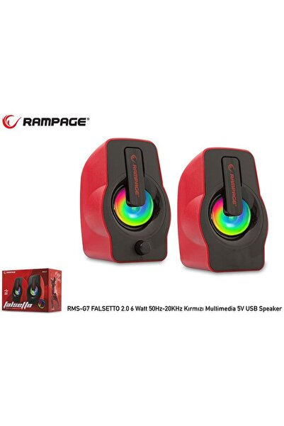 Rampage RMS-G7 FALSETTO 2.0 6 Watt 50Hz-20KHz Kırmızı Multimedia 5V USB Speaker