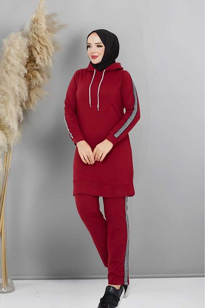 CNG MODA Women's Hooded Sleeve Striped Tracksuit Set