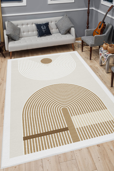 YTR HOME Dijital Baskı Yıkanabilir Kaymaz Taban Dekoratif Salon Mutfak Halısı...