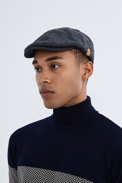 Nordbron Men's Black Plain Thick Cap Hat Label Detailed Elastic Design Woolen Soft Textured Basic Qetri