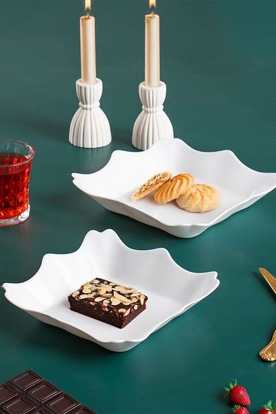 Porsima 19X21 cm Porcelain Bowl Set - 2-Piece Presentation Bowl, Breakfast Candy Bowl, Jam Sauce Bowl and Snack Bowl