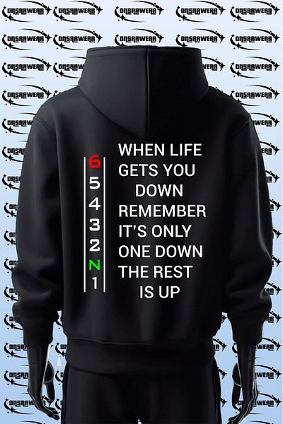 MODA Motorcycle Biker 1N23456 Gear Shifts Printed Front Back 100% Cotton Black 3 Thread Sweatshirt