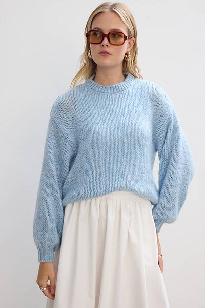 BE BLUE PULOVER ALBASTRU CU MANECĂ BONON
