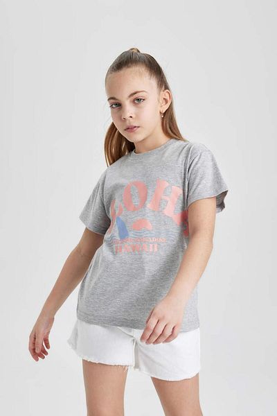 DeFacto B5090a8 Ss Girl's Printed Short Sleeve T-Shirt