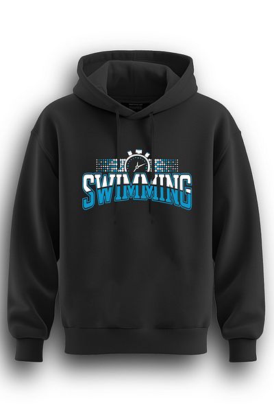 TOP GLORY Суитшърт с качулка и 3 нишки за плуване с щампа SWIMMING9988