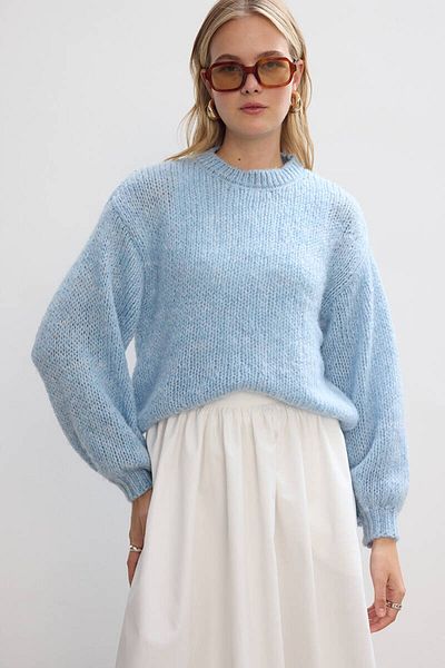 BE BLUE PULOVER ALBASTRU CU MANECĂ BONON