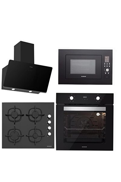 Silverline BO6502B02 - CS5343B01 - 3457 Soho 60 - MW9018B01 Siyah Cam Ankastr...