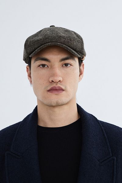 Nordbron Men's Brown Seasonal Plaid Patterned Cap Soft Textured Comfortable Basic Model Leymond