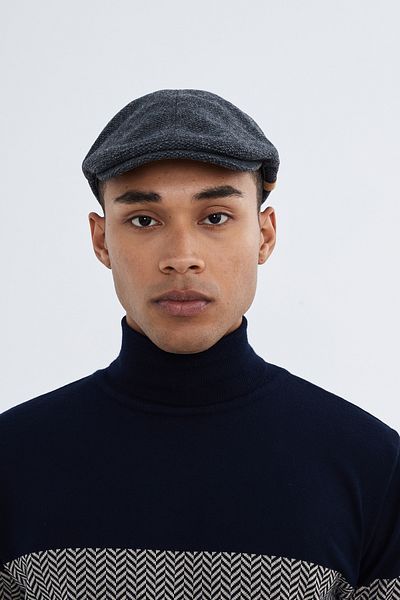 Nordbron Men's Black Plain Thick Cap Hat Label Detailed Elastic Design Woolen Soft Textured Basic Qetri