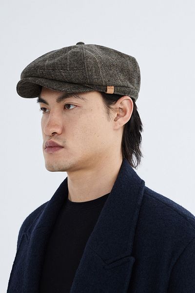 Nordbron Men's Brown Seasonal Plaid Patterned Cap Soft Textured Comfortable Basic Model Leymond