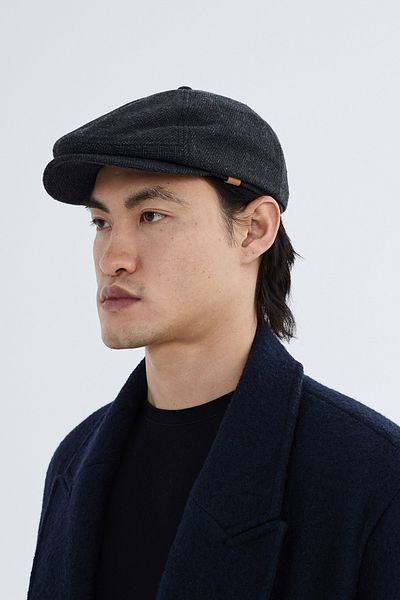 Nordbron Men's Gray Cap Useful Plain Soft Textured Basic Seasonal Plain Model Leymond Plaid Pattern