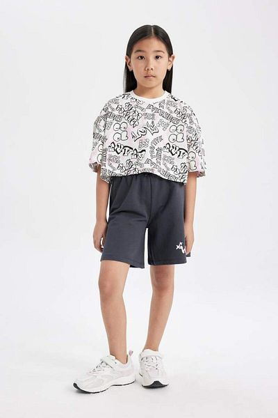 DeFacto Tricou cu mânecă scurtă cu imprimeu pentru fete C5463A8