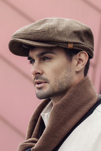 Nordbron Men's Camel Soft Textured Seasonal Cap Plaid Patterned Comfortable Plain Basic Model Leymond
