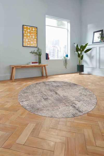Napoli Home Baskılı Sade Geçişli Desen Yıkanabilir Kaymaz Taban Yuvarlak Mutf...
