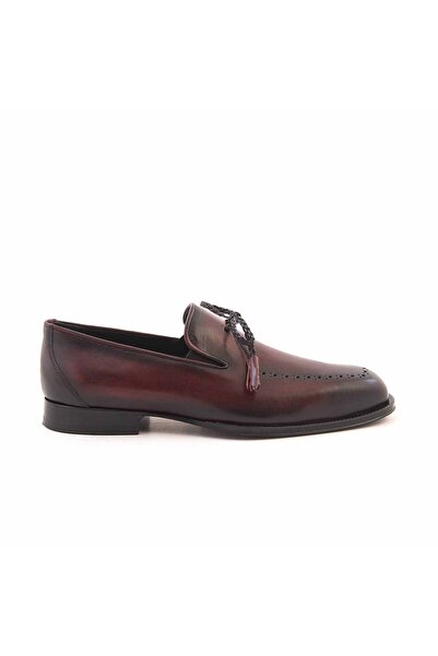 MOCASSINI Men's Genuine Leather Injection Leather Sole Claret Red Classic Shoes