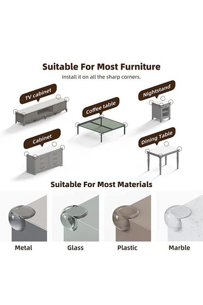 COLLECTİON 4 Pcs Silicone Clear Table Edge Corner Guard Coffee Table Edge Protective Attachment for Child Baby