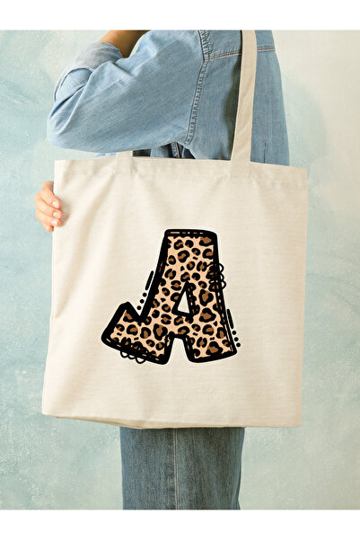 Cemira Leopard Letter a Patterned, Y2 Pinterest Retro Cloth Bag Tote Bag, Gift Bag