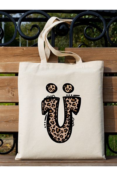 Cemira Leopard Letter U με μοτίβο, Y2 Pinterest ρετρό υφασμάτινη τσάντα τσάντα, τσάντα δώρου