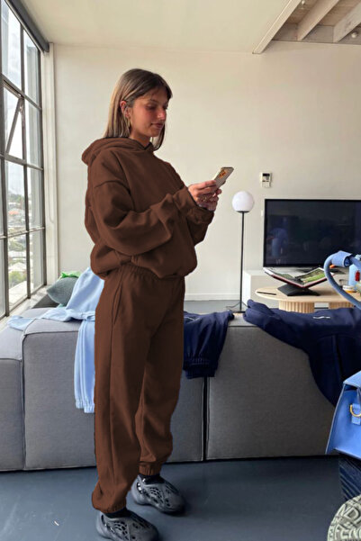 YAKAMEL Set de trening de damă, supradimensionat, gros, de iarnă, cu 3 fire, ...