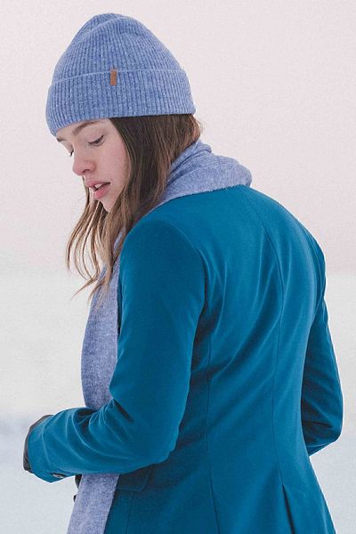 Nordbron Unisex Blue Winter Beanie - Μαλακά ακρυλικά πλεκτά, λεπτομέρεια λογότυπου με απλό σχέδιο, πολύχρωμο κορδόνι Raine