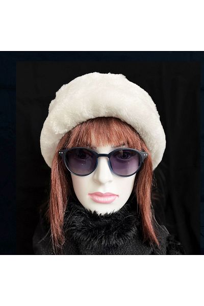 Shark Anatolia Handmade 100% Wool Short White Fur Women's Real Leather Hat