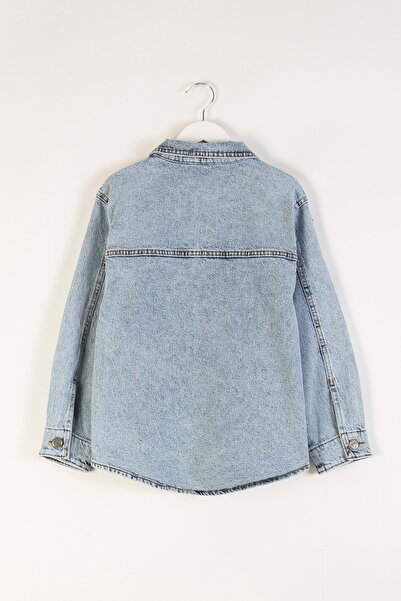 Genel Markalar Kız Çocuk Kot Gömlek - Yıldız Nakışlı, Tek Cepli, Şık Denim Model | 5-6 Yaş