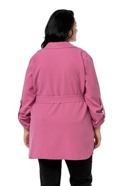 DISENTIS MODEST Μακρύ Dusty Rose Jacket με πτυσσόμενο μανίκι με ζώνη χωρίς επένδυση