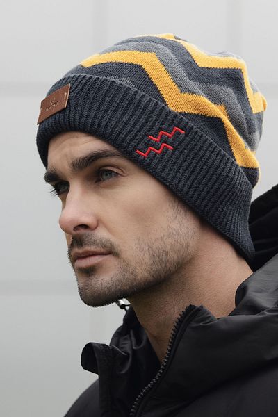 Nordbron Men's Sulfide Block Soft Knitwear - Stretchy Double Fold Winter Logo Basic Hlfit
